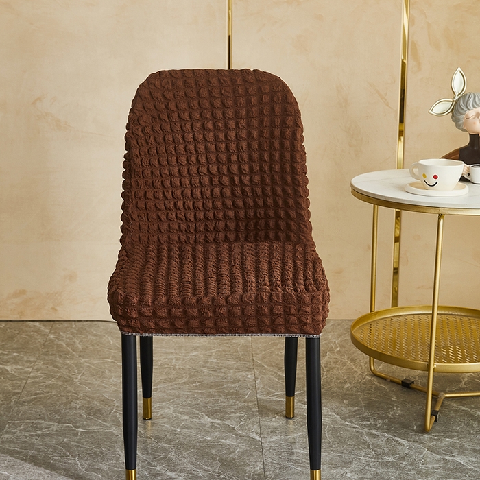 91家纺网 家纺一手货源 找家纺 丝绮鹿 2023新款爆米花弧形椅子套 咖啡