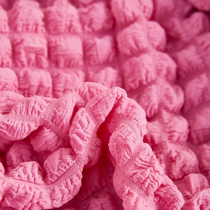 91家纺网 家纺一手货源 找家纺 丝绮鹿 2023新款爆米花半圆形沙发套 玫红