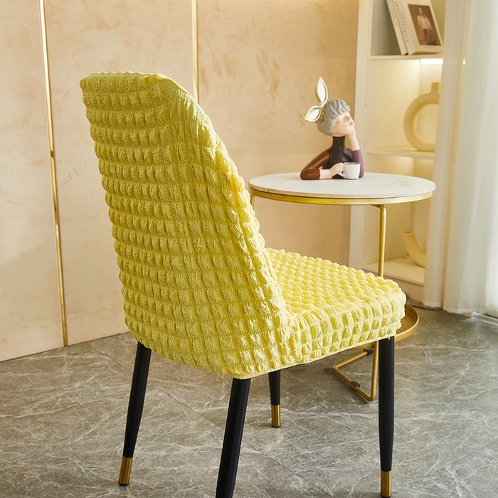91家纺网 家纺一手货源 找家纺 丝绮鹿 2023新款爆米花弧形椅子套 柠檬黄
