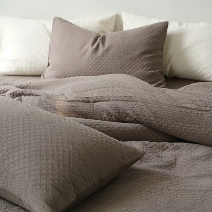 91家纺网 家纺一手货源 找家纺 子和家居 2023新款全棉美拉德提花四件套-蜂巢 蜂巢（椰棕咖）