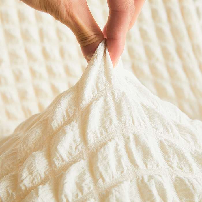 91家纺网 家纺一手货源 找家纺 丝绮鹿 2023新款爆米花弧形椅子套 乳白