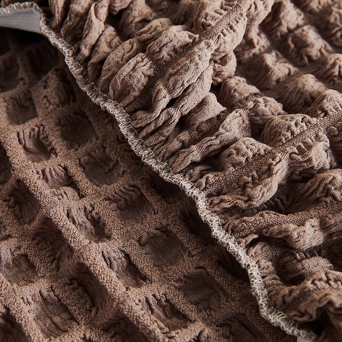 91家纺网 家纺一手货源 找家纺 丝绮鹿 2023新款爆米花弧形椅子套 驼色