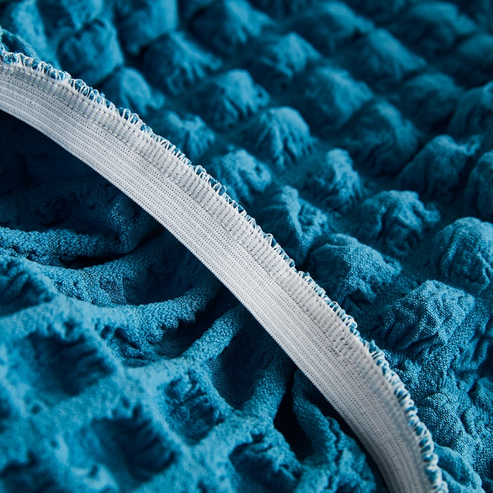 91家纺网 家纺一手货源 找家纺 丝绮鹿 2023新款爆米花弧形椅子套 湖蓝