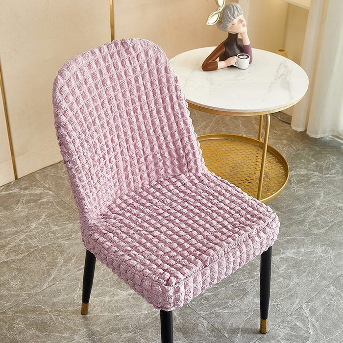 91家纺网 家纺一手货源 找家纺 丝绮鹿 2023新款爆米花弧形椅子套 粉色