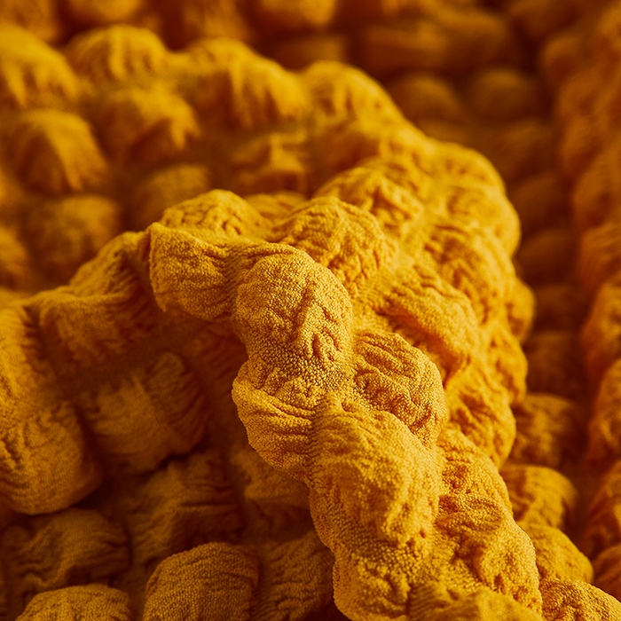 91家纺网 家纺一手货源 找家纺 丝绮鹿 2023新款爆米花弧形椅子套 姜黄