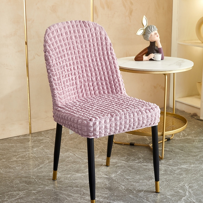 91家纺网 家纺一手货源 找家纺 丝绮鹿 2023新款爆米花弧形椅子套 粉色