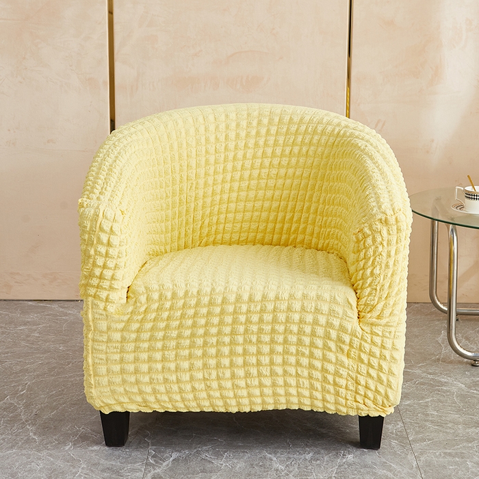 91家纺网 家纺一手货源 找家纺 丝绮鹿 2023新款爆米花半圆形沙发套 柠檬黄