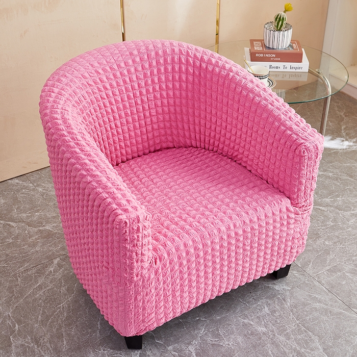 91家纺网 家纺一手货源 找家纺 丝绮鹿 2023新款爆米花半圆形沙发套 玫红