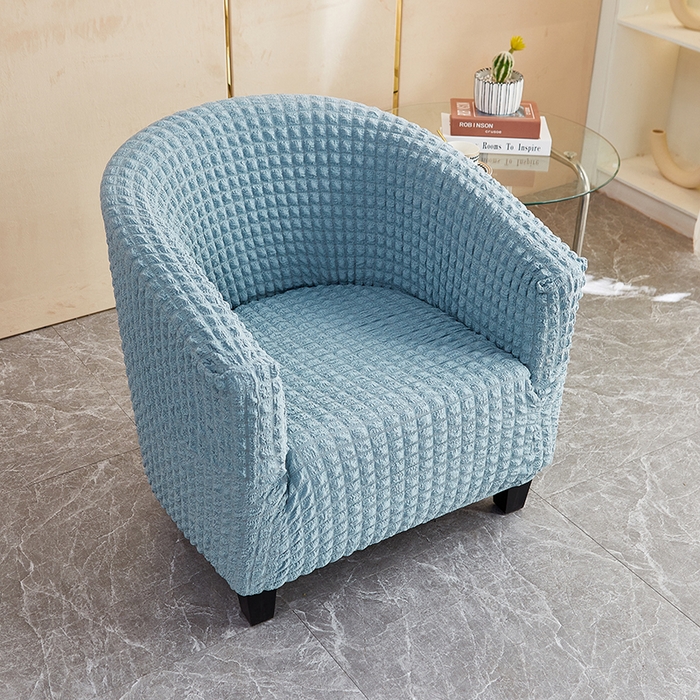 91家纺网 家纺一手货源 找家纺 丝绮鹿 2023新款爆米花半圆形沙发套 雾霾蓝