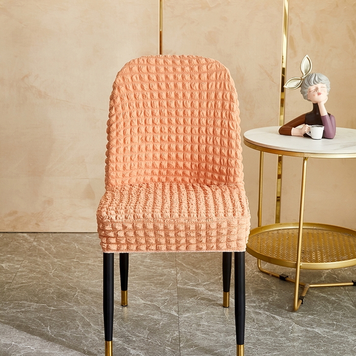 91家纺网 家纺一手货源 找家纺 丝绮鹿 2023新款爆米花弧形椅子套 蜜橙