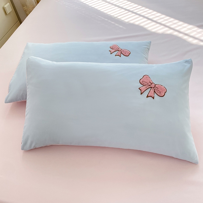 91家纺网 家纺一手货源 找家纺 欧冠家纺 2024春夏新品专版韩版四季款水洗棉毛巾绣四件套 兔宝贝-兰