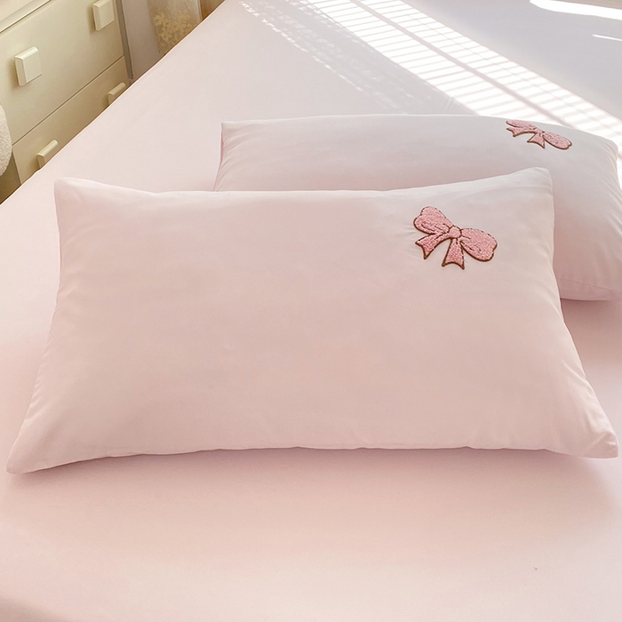 91家纺网 家纺一手货源 找家纺 欧冠家纺 2024春夏新品专版韩版四季款水洗棉毛巾绣四件套 兔宝贝-粉