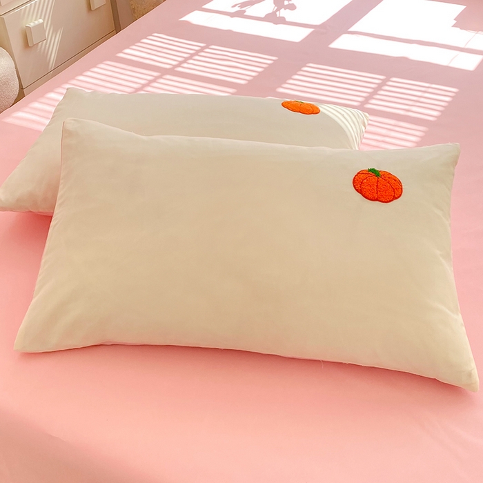 91家纺网 家纺一手货源 找家纺 欧冠家纺 2024春夏新品专版韩版四季款水洗棉毛巾绣四件套 南瓜派