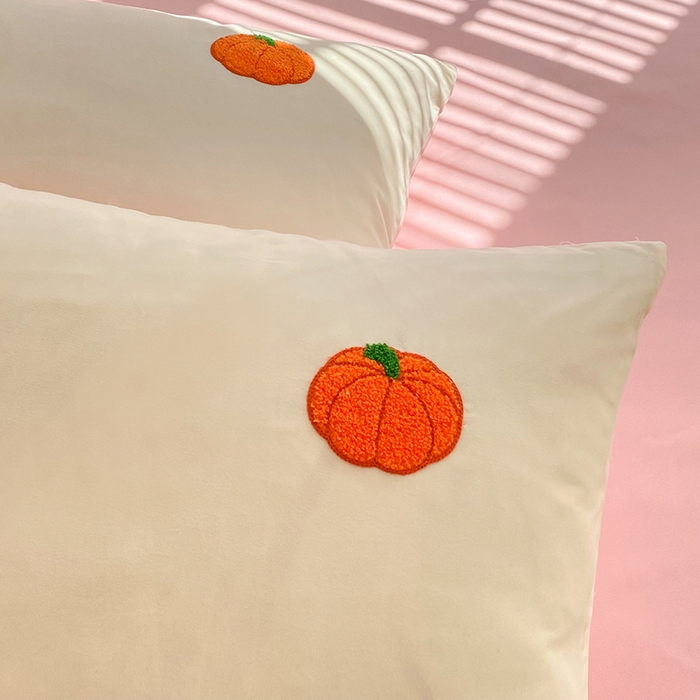 91家纺网 家纺一手货源 找家纺 欧冠家纺 2024春夏新品专版韩版四季款水洗棉毛巾绣四件套 南瓜派