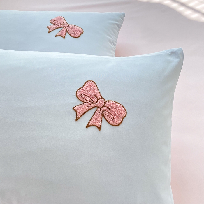 91家纺网 家纺一手货源 找家纺 欧冠家纺 2024春夏新品专版韩版四季款水洗棉毛巾绣四件套 兔宝贝-兰