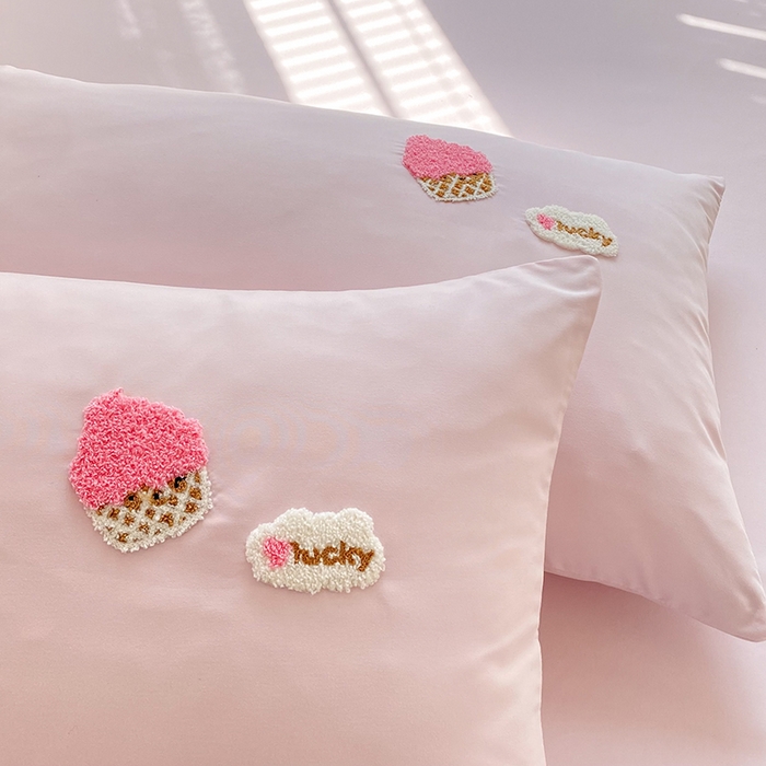 91家纺网 家纺一手货源 找家纺 欧冠家纺 2024春夏新品专版韩版四季款水洗棉毛巾绣四件套 西瓜