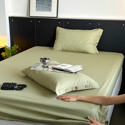 91家纺网 家纺一手货源 找家纺 （总）三朵家纺 2024年春夏全棉提花贡缎缎条单床笠