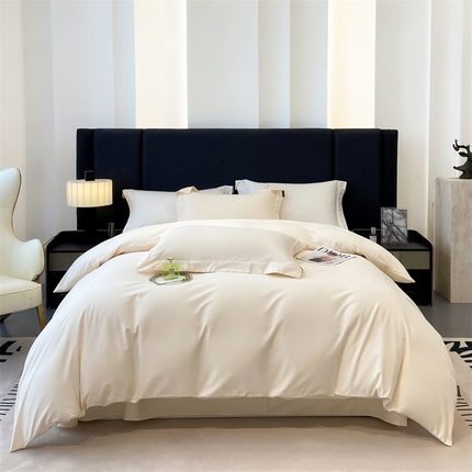 91家纺网 家纺一手货源 找家纺 莱阁亿 2023新款高支高密全棉磨毛四件套 奶昔白