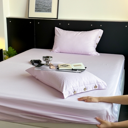 91家纺网 家纺一手货源 找家纺 （总）三朵家纺 2024年春夏全棉提花贡缎缎条单床笠