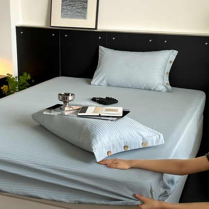 91家纺网 家纺一手货源 找家纺 （总）三朵家纺 2024年春夏全棉提花贡缎缎条单床笠