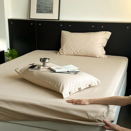 91家纺网 家纺一手货源 找家纺 （总）三朵家纺 2024年春夏全棉提花贡缎缎条单床笠