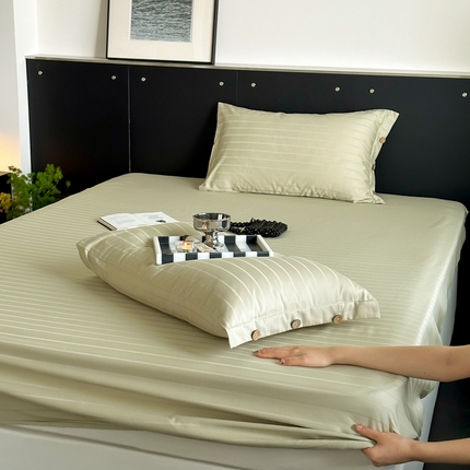 91家纺网 家纺一手货源 找家纺 （总）三朵家纺 2024年春夏全棉提花贡缎缎条单床笠