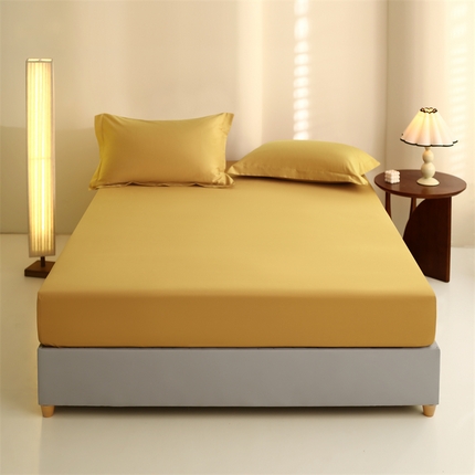 莱阁亿 2023新款高支高密全棉磨毛单床笠 泥黄