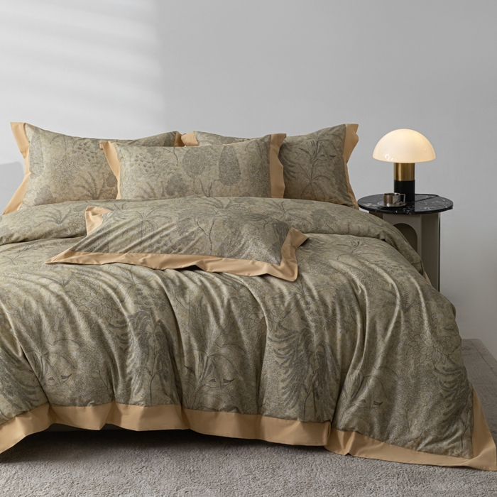 91家纺网 家纺一手货源 找家纺 爱丽丝 2024新款100支长绒棉贡缎陶瓷磨毛四件套 锦绒-舒意