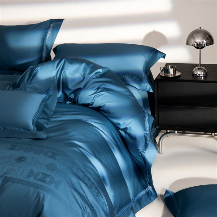 91家纺网 家纺一手货源 找家纺 爱丽丝 2024新款100支长绒棉镂空提花四件套 奢尚-蔚海蓝