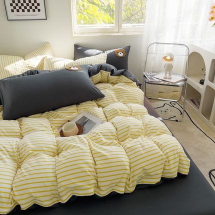 91家纺网 家纺一手货源 找家纺 总梦嘉居直播A类ins风超柔亲肤磨毛水洗棉条纹毛巾绣床单