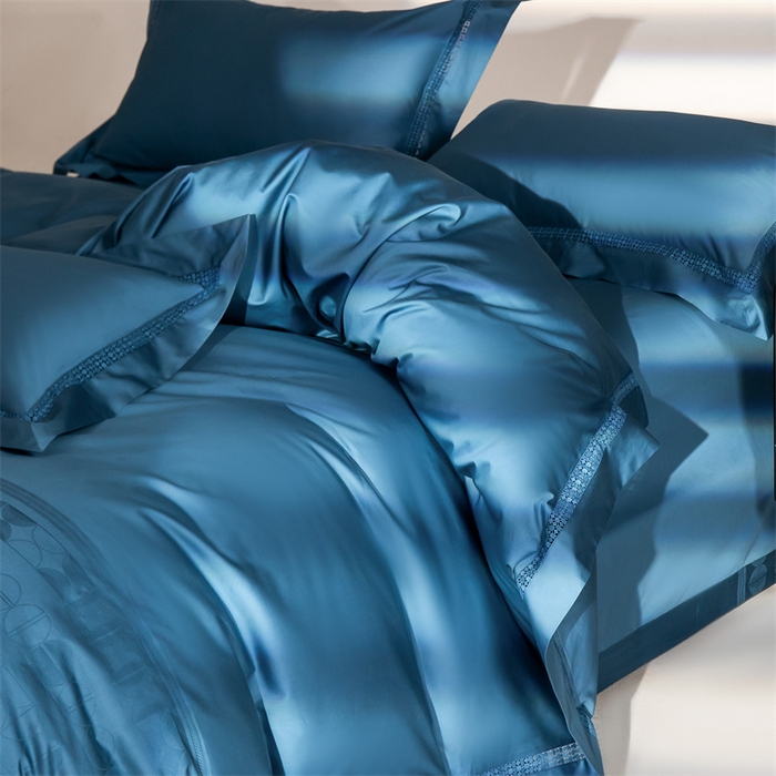 91家纺网 家纺一手货源 找家纺 爱丽丝 2024新款100支长绒棉镂空提花四件套 奢尚-蔚海蓝