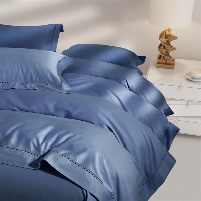 91家纺网 家纺一手货源 找家纺 爱丽丝 2024新款100支磨毛镂空轻奢系列 卡尔-海洋蓝