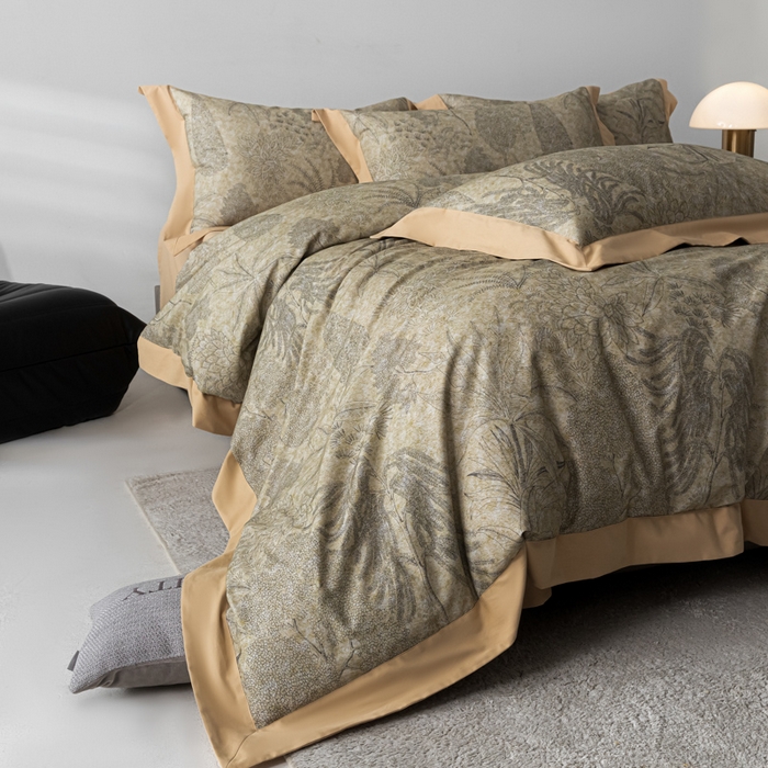 91家纺网 家纺一手货源 找家纺 爱丽丝 2024新款100支长绒棉贡缎陶瓷磨毛四件套 锦绒-舒意