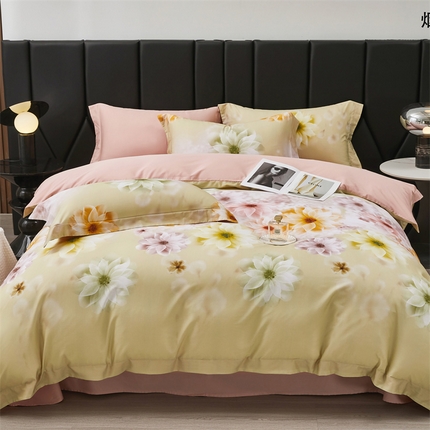 91家纺网 家纺一手货源 找家纺 （总）爱丽丝 2024新款柔柔棉数码印花四件套