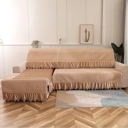 老缝纫家纺 2023新款加厚荷兰绒沙发垫纯色简约防滑水洗磨毛沙发坐垫可定制 咖色