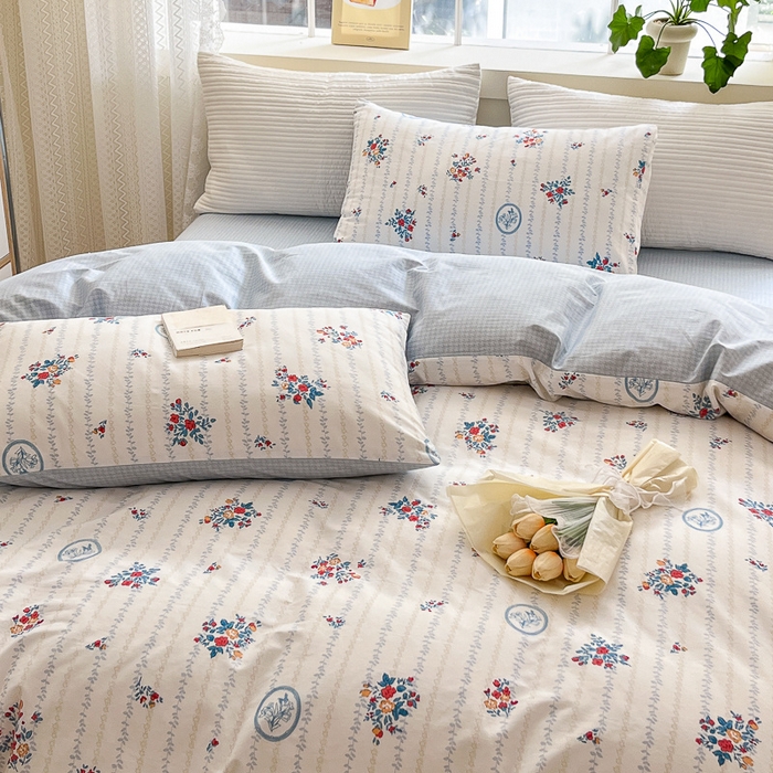 91家纺网 家纺一手货源 找家纺 清雅福 2024春夏新品喷气全棉13372印花系列-四件套 伯爵夫人