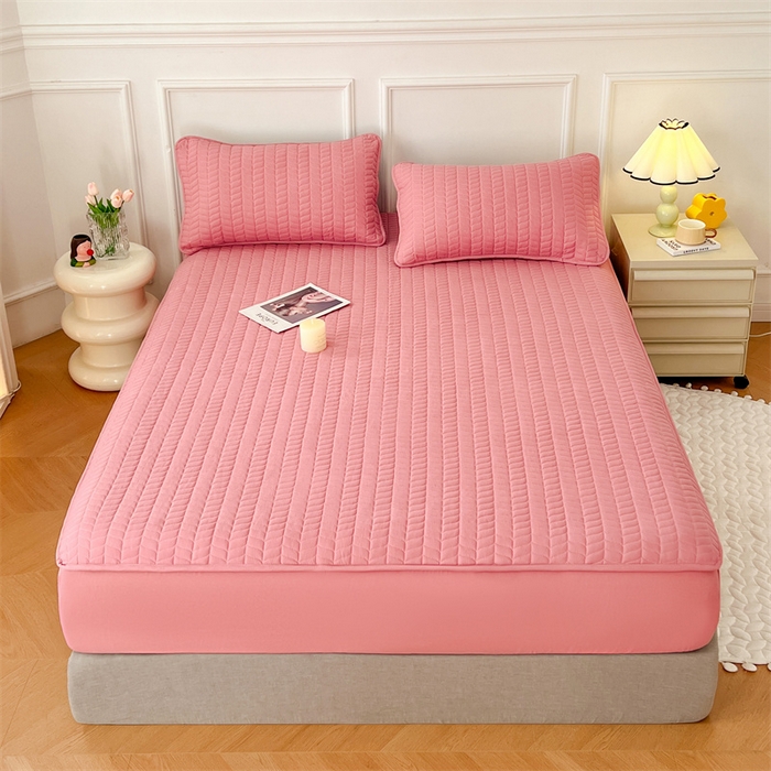 91家纺网 家纺一手货源 找家纺 梦舒羽 2025新款抗菌防水夹棉床笠-轻奢款 轻奢款-豆沙