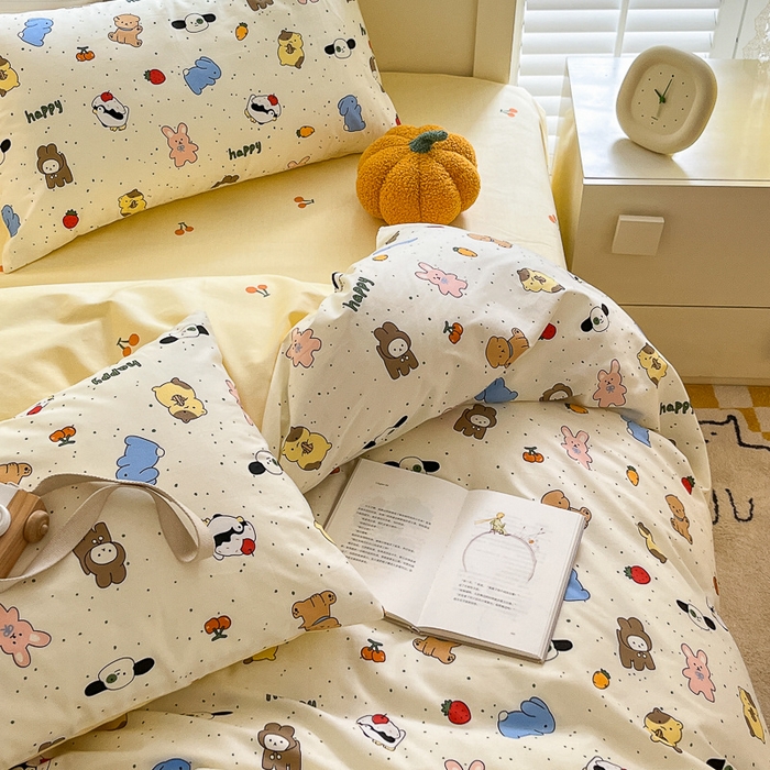 91家纺网 家纺一手货源 找家纺 清雅福 2024春夏新品喷气全棉13372印花系列-四件套 松岛可可