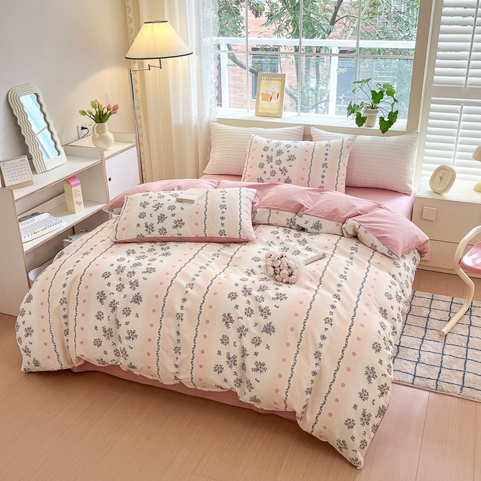 91家纺网 家纺一手货源 找家纺 清雅福 2024春夏新品喷气全棉13372印花系列-四件套 锦上添花