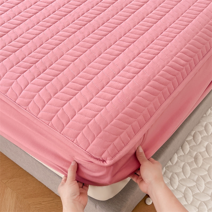 91家纺网 家纺一手货源 找家纺 梦舒羽 2025新款抗菌防水夹棉床笠-轻奢款 轻奢款-豆沙