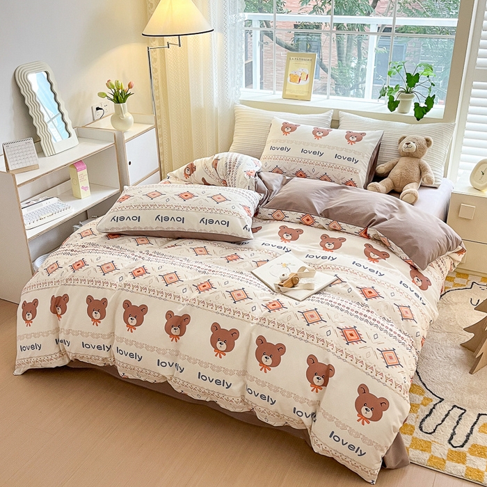 91家纺网 家纺一手货源 找家纺 清雅福 2024春夏新品喷气全棉13372印花系列-四件套 杰克丹尼