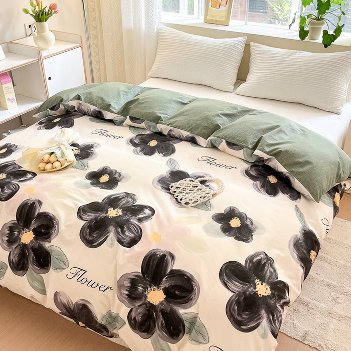 91家纺网 家纺一手货源 找家纺 清雅福 2024春夏新品喷气全棉13372印花系列-单被套 墨兰