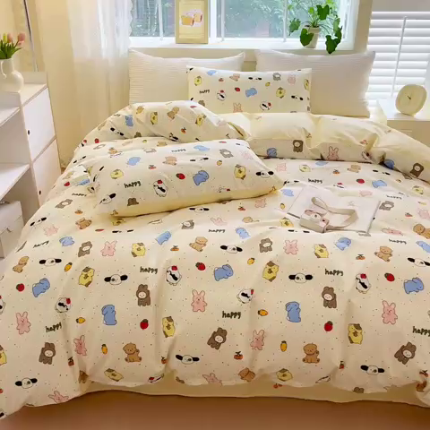 91家纺网 家纺一手货源 找家纺 清雅福 2024春夏新品喷气全棉13372印花系列-单被套 松岛可可