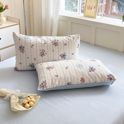 91家纺网 家纺一手货源 找家纺 清雅福 2024春夏新品喷气全棉13372印花系列-单枕套 伯爵夫人