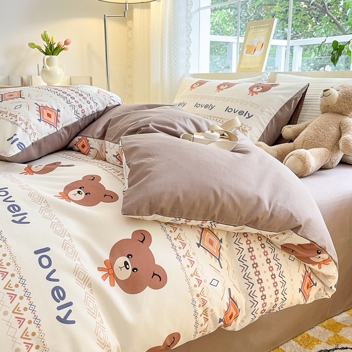 91家纺网 家纺一手货源 找家纺 清雅福 2024春夏新品喷气全棉13372印花系列-四件套 杰克丹尼