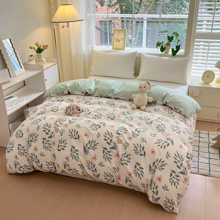 91家纺网 家纺一手货源 找家纺 清雅福 2024春夏新品喷气全棉13372印花系列-单被套 轻纱漫舞