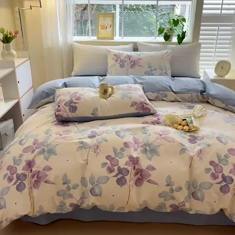 91家纺网 家纺一手货源 找家纺 清雅福 2024春夏新品喷气全棉13372印花系列-单被套 牡丹亭