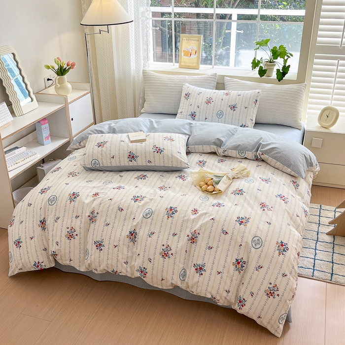 91家纺网 家纺一手货源 找家纺 清雅福 2024春夏新品喷气全棉13372印花系列-四件套 伯爵夫人