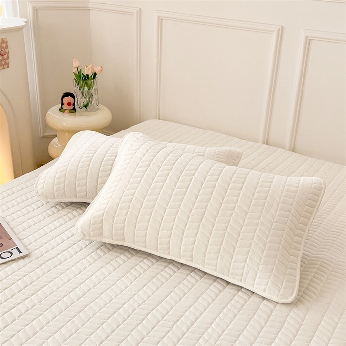 91家纺网 家纺一手货源 找家纺 梦舒羽 2025新款抗菌防水四季款夹棉枕套枕芯套内胆套 轻奢款-珍珠白