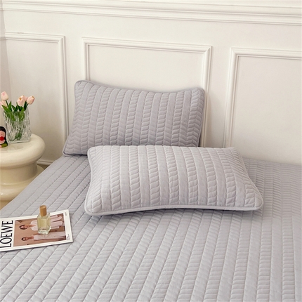 91家纺网 家纺一手货源 找家纺 梦舒羽 2025新款抗菌防水四季款夹棉枕套枕芯套内胆套 轻奢款-浅灰